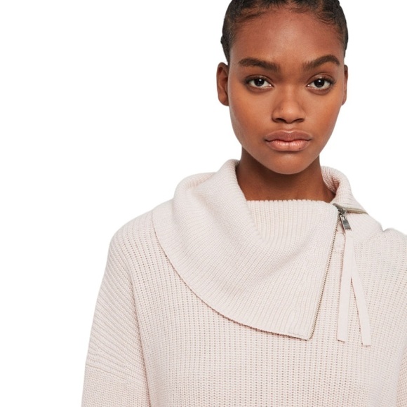 Allsaints Kadine Funnel Roll Neck Sweater Hush Pink Small - Picture 8 of 12